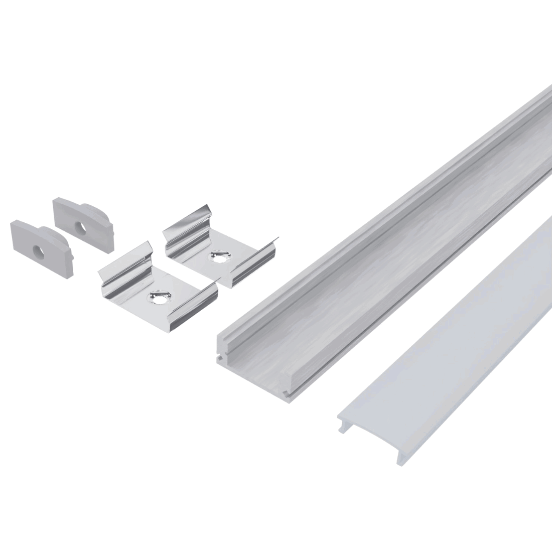 1m Aluprofil med milky diffuser - 17x7mm - Op til 12mm LED strip