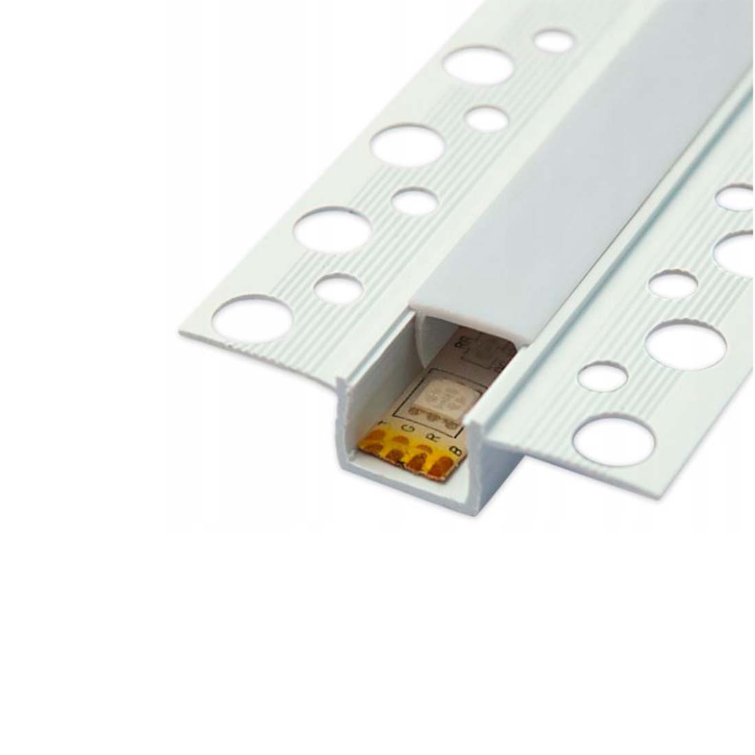 1m Plastprofil - 50x12mm - Hvid - Indbyg - Til LED strips