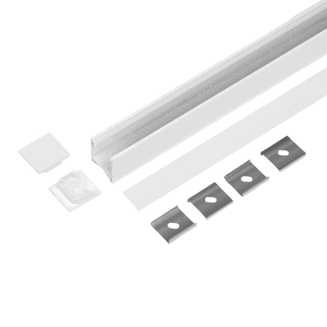 2m aluprofil - 23x25mm - Hvid - Påbyg & Troldtekt - Sæt