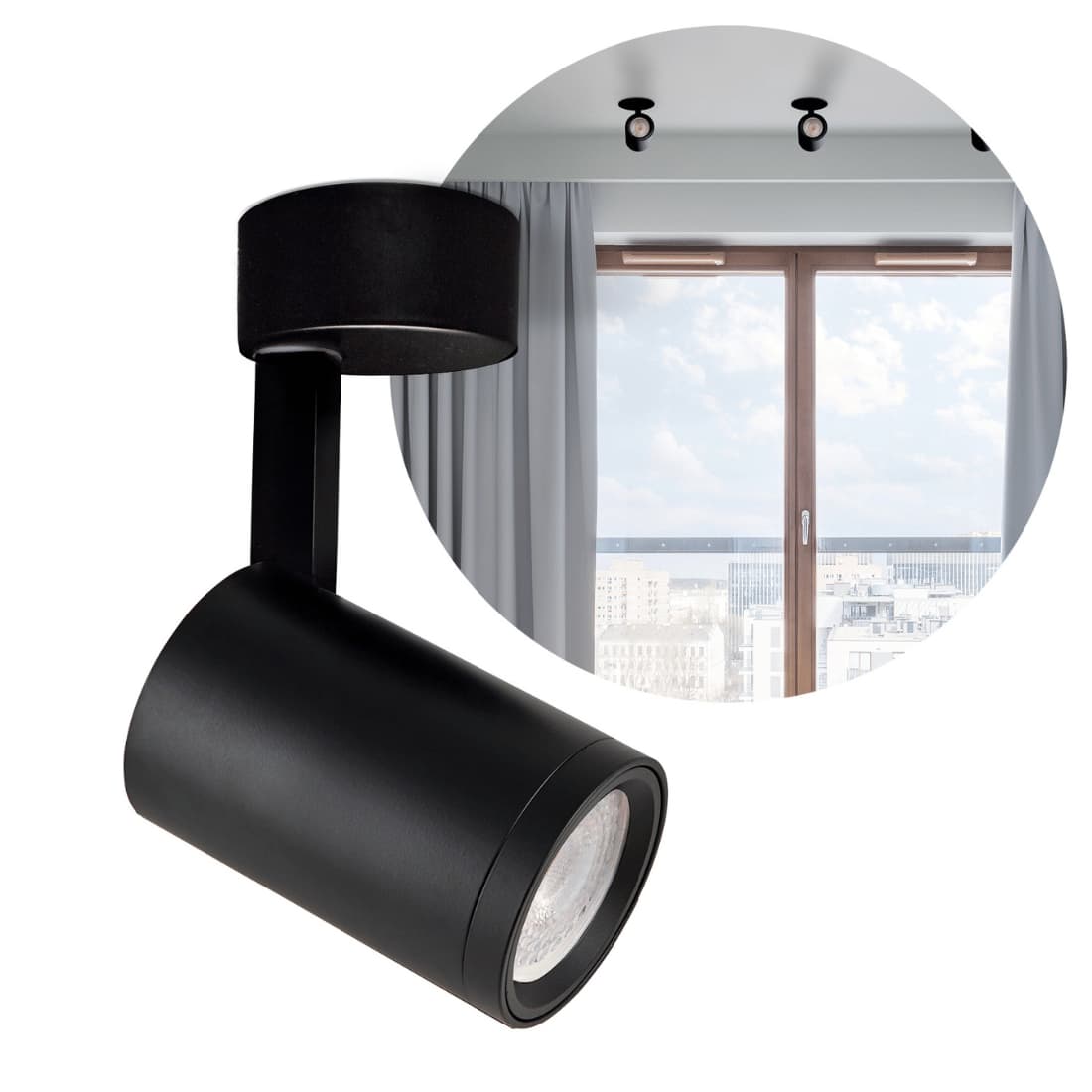 Påbygningsspot Sort - Spotlampe - 1xGu10 - Nuuk