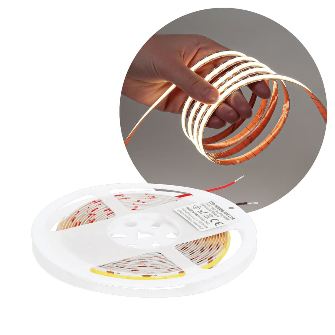 COB LED Strip 12V - 5m - 4000K - 8mm - IP20 - Dæmpbar