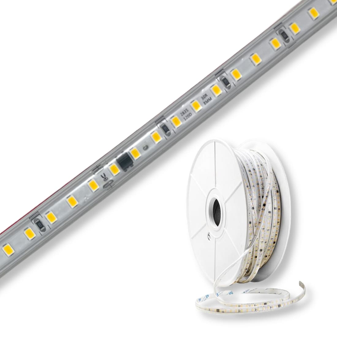 LED STRIP 230V - 10m Sæt - 3000K - 900lm/m - 9W/m - CUT10 2835