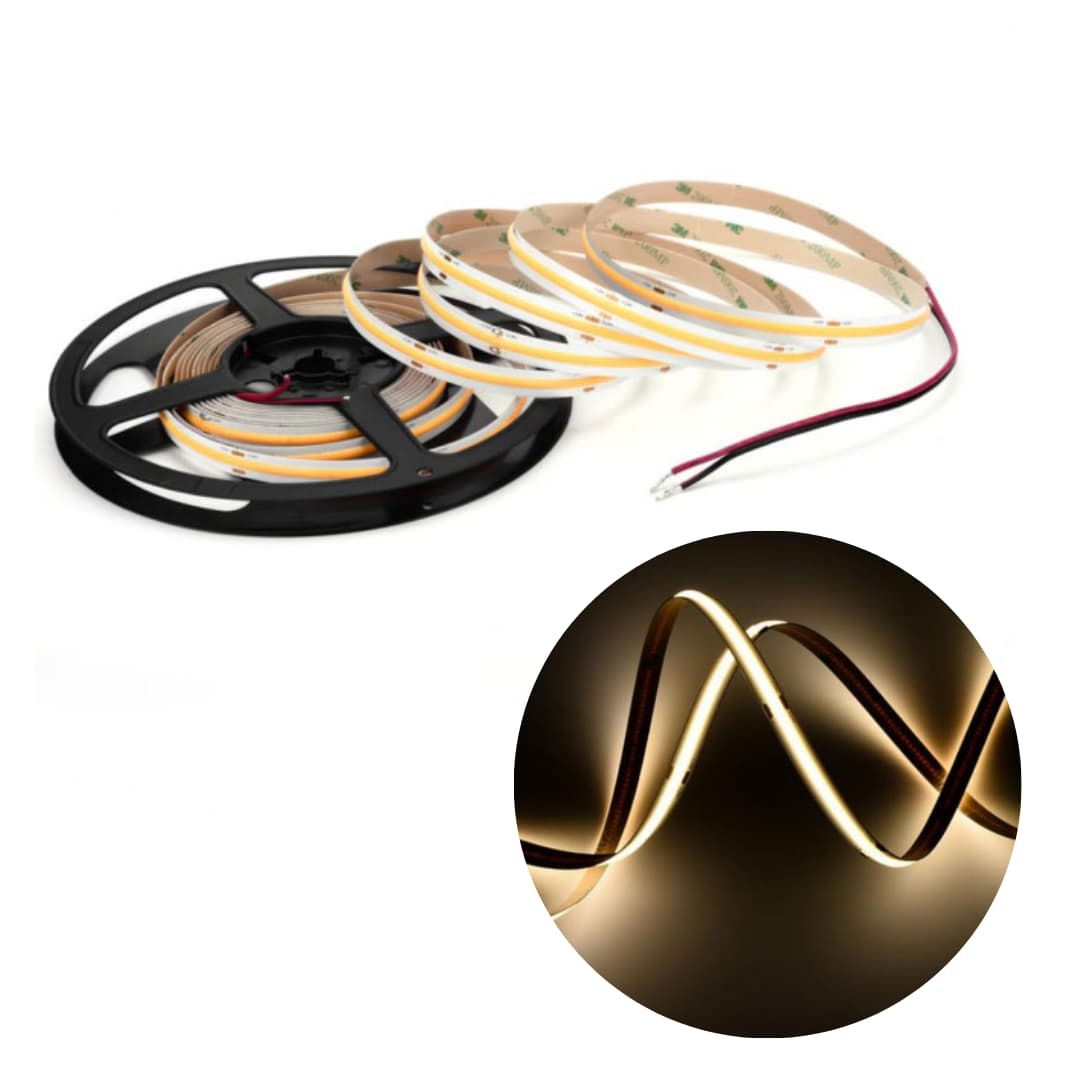 COB LED Strip - 8mm - IP20 - 3000K - 9W/m - 480LED/m - 6m